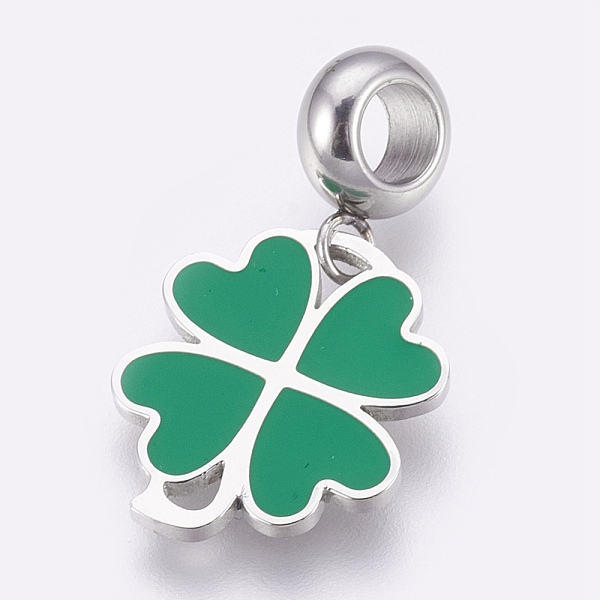 PandaHall 304 Stainless Steel European Dangle Charms, Large Hole Pendants, with Enamel, Clover, Stainless Steel Color, Sea Green, 26mm, Hole...
PandaHall 304 Stainless Steel European Dangle Charms, Large Hole Pendants, with Enamel, Clover, Stainless Steel Color, Sea Green, 26mm, Hole...
