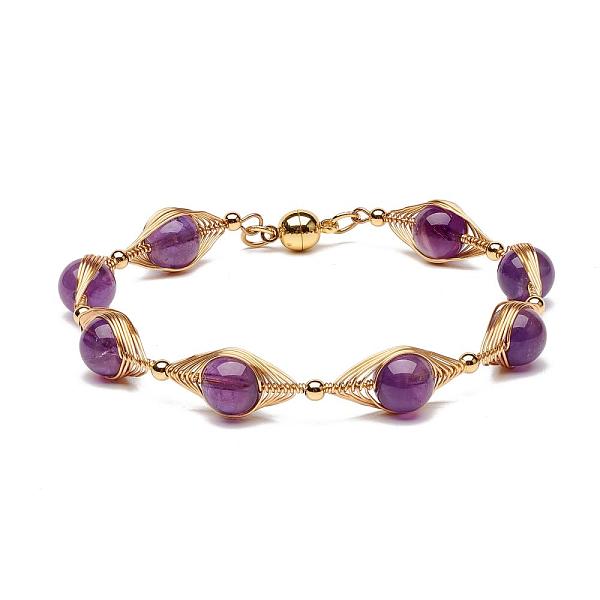 PandaHall Natural Amethyst Beaded Bracelets for Men Women, with Brass & 304 Stainless Steel Finding, Magnetic Clasps, 7-1/2 inch(19cm), Bead...
PandaHall Natural Amethyst Beaded Bracelets for Men Women, with Brass & 304 Stainless Steel Finding, Magnetic Clasps, 7-1/2 inch(19cm), Bead...