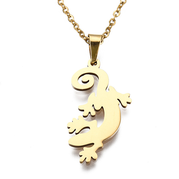 PandaHall 201 Stainless Steel Pendants Necklaces, with Cable Chains and Lobster Claw Clasps, Gecko, Golden, 17.71 inch(45cm), 1.5mm 201...
PandaHall 201 Stainless Steel Pendants Necklaces, with Cable Chains and Lobster Claw Clasps, Gecko, Golden, 17.71 inch(45cm), 1.5mm 201...