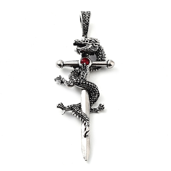 PandaHall Tibetan Style Alloy Big Pendants, with Rhinestone, Sword with Dragon Charms, Antique Silver, 66x24.5x6.5mm, Hole: 8.5x5mm Alloy..., Red
PandaHall Tibetan Style Alloy Big Pendants, with Rhinestone, Sword with Dragon Charms, Antique Silver, 66x24.5x6.5mm, Hole: 8.5x5mm Alloy..., Red