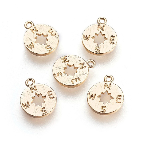 PandaHall Brass Charms, Compass, Nickel Free, Real 18K Gold Plated, 12x10x1mm, Hole: 1mm Brass Flat Round
PandaHall Brass Charms, Compass, Nickel Free, Real 18K Gold Plated, 12x10x1mm, Hole: 1mm Brass Flat Round