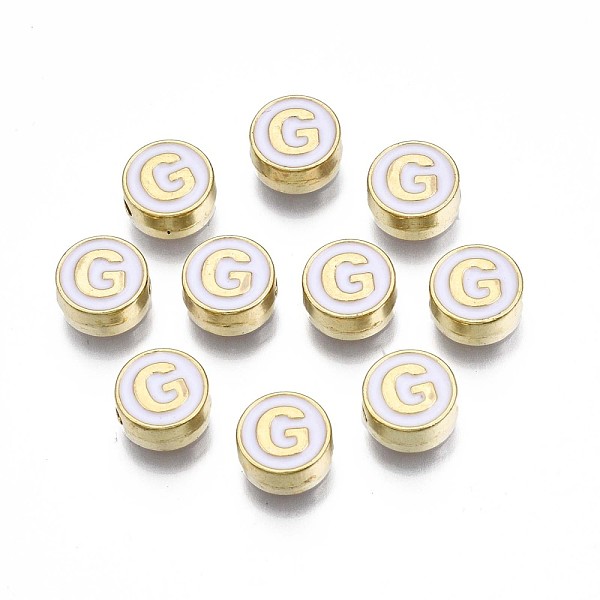PandaHall Alloy Enamel Beads, Cadmium Free & Lead Free, Light Gold, Flat Round with Alphabet, White, Letter.G, 8x4mm, Hole: 1.5mm...
PandaHall Alloy Enamel Beads, Cadmium Free & Lead Free, Light Gold, Flat Round with Alphabet, White, Letter.G, 8x4mm, Hole: 1.5mm...
