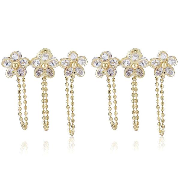 PandaHall Flower Alloy Zirconia Stud Earrings, Tassel Chain Earring for Women, Golden, 27.9x25.4mm Cubic Zirconia Flower
PandaHall Flower Alloy Zirconia Stud Earrings, Tassel Chain Earring for Women, Golden, 27.9x25.4mm Cubic Zirconia Flower