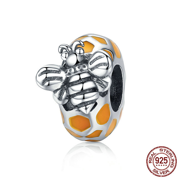 PandaHall 925 Sterling Silver European Beads, with Enamel, Large Hole Beads, Flat Round with Bee, Antique Silver, 10x8mm, Hole: 4.2~4.5mm..., Orange
PandaHall 925 Sterling Silver European Beads, with Enamel, Large Hole Beads, Flat Round with Bee, Antique Silver, 10x8mm, Hole: 4.2~4.5mm..., Orange