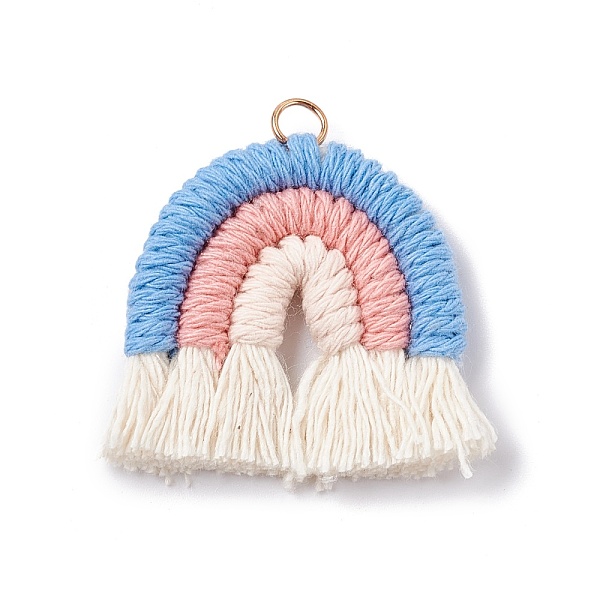 PandaHall Macrame Weaving Rainbow Tassel Pendants, with Golden Iron Loops, Cornflower Blue, 40~50x35~37x6.5mm, Hole: 4.2mm Cotton
PandaHall Macrame Weaving Rainbow Tassel Pendants, with Golden Iron Loops, Cornflower Blue, 40~50x35~37x6.5mm, Hole: 4.2mm Cotton