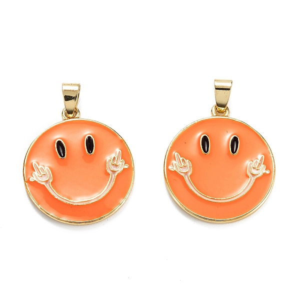 PandaHall Brass Enamel Pendants, Real 18K Gold Plated, Long-Lasting Plated, Flat Round with Smiling Face, Dark Orange, 27x24.5x2.5mm, Hole...
PandaHall Brass Enamel Pendants, Real 18K Gold Plated, Long-Lasting Plated, Flat Round with Smiling Face, Dark Orange, 27x24.5x2.5mm, Hole...
