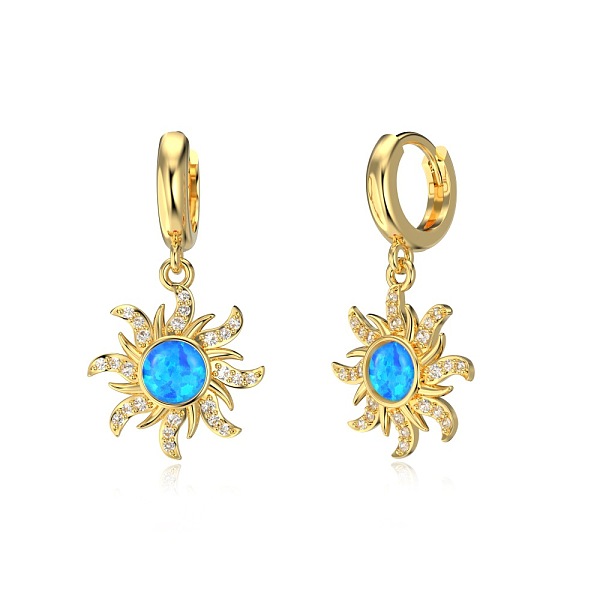PandaHall Sun 925 Sterling Silver Micro Pave Cubic Zirconia Dangle Hoop Earrings, with Synthetic Opal, Real 18K Gold Plated, 27.5x14.5mm...
PandaHall Sun 925 Sterling Silver Micro Pave Cubic Zirconia Dangle Hoop Earrings, with Synthetic Opal, Real 18K Gold Plated, 27.5x14.5mm...