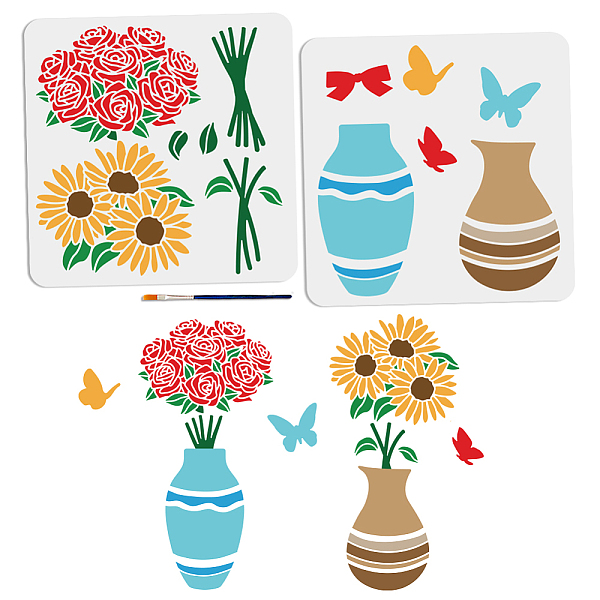 PandaHall 2pcs Vase Rose Sunflower Stencils 7×14.8inch Splicing Flower Vase Stencil with Paint Brush 11.8×11.8inch Butterfly Rose Flowers...
PandaHall 2pcs Vase Rose Sunflower Stencils 7×14.8inch Splicing Flower Vase Stencil with Paint Brush 11.8×11.8inch Butterfly Rose Flowers...