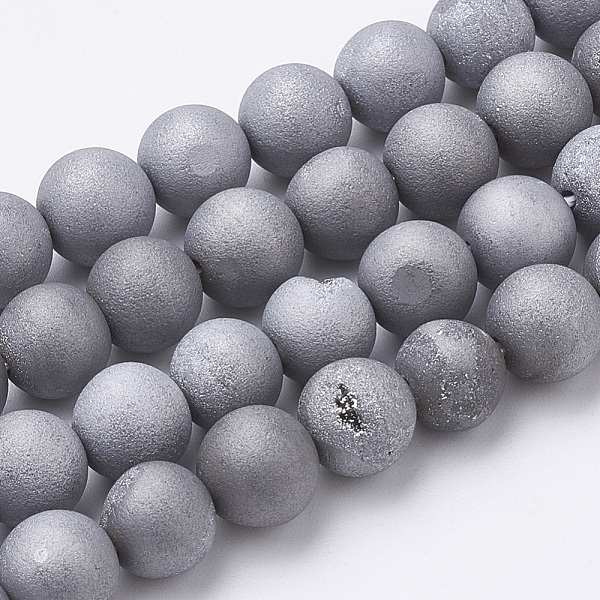 PandaHall Electroplate Natural Druzy Geode Weathered Agate Beads Strands, Frosted, Dyed, Round, Platinum Plated, 7.5~8mm, Hole: 1~1.5mm..., Silver 
PandaHall Electroplate Natural Druzy Geode Weathered Agate Beads Strands, Frosted, Dyed, Round, Platinum Plated, 7.5~8mm, Hole: 1~1.5mm..., Silver
