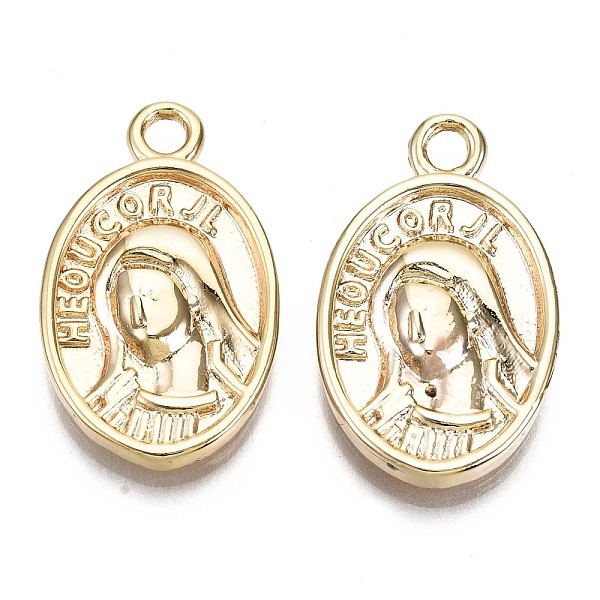 PandaHall Brass Pendants, Nickel Free, Oval with Virgin Mary, Real 18K Gold Plated, 25x15x4mm, Hole: 2mm Brass Oval
PandaHall Brass Pendants, Nickel Free, Oval with Virgin Mary, Real 18K Gold Plated, 25x15x4mm, Hole: 2mm Brass Oval