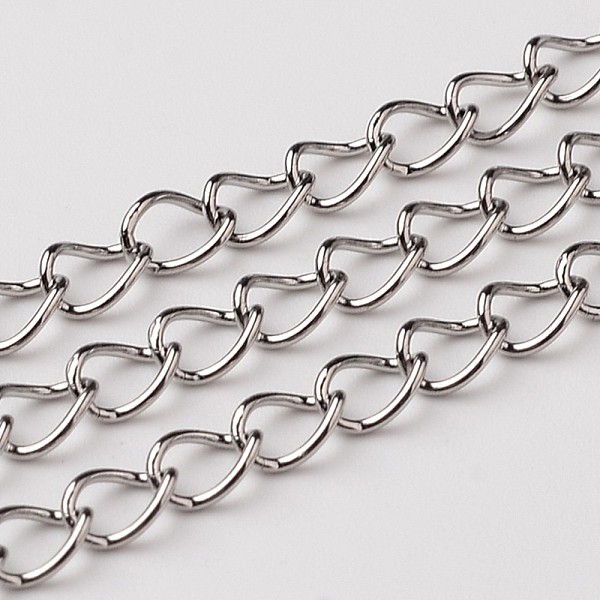 PandaHall 304 Stainless Steel Twisted Chains, Soldered, Stainless Steel Color, 5x3.5x0.6mm, about 120cm/strand 304 Stainless Steel
PandaHall 304 Stainless Steel Twisted Chains, Soldered, Stainless Steel Color, 5x3.5x0.6mm, about 120cm/strand 304 Stainless Steel