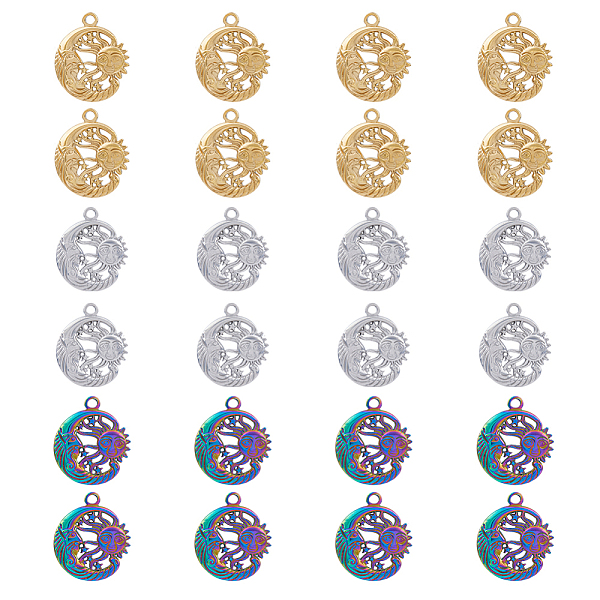 PandaHall DICOSMETIC 24Pcs 3 Colors 304 Stainless Steel Pendants, Moon with Sun, Mixed Color, 23.5x20x2.5mm, Hole: 2mm, 8pcs/color 304...
PandaHall DICOSMETIC 24Pcs 3 Colors 304 Stainless Steel Pendants, Moon with Sun, Mixed Color, 23.5x20x2.5mm, Hole: 2mm, 8pcs/color 304...