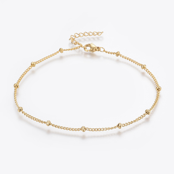 PandaHall 304 Stainless Steel Anklets, with Lobster Claw Clasps, Round Beads and Twist Chain, Golden, 9 inch(230mm), 1.5mm Stainless Steel
PandaHall 304 Stainless Steel Anklets, with Lobster Claw Clasps, Round Beads and Twist Chain, Golden, 9 inch(230mm), 1.5mm Stainless Steel