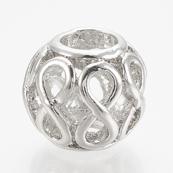 PandaHall Brass European Beads, Large Hole Beads, Rondelle with Hollow Infinity, Platinum, 11x9mm, Hole: 4.5mm Brass Rondelle
PandaHall Brass European Beads, Large Hole Beads, Rondelle with Hollow Infinity, Platinum, 11x9mm, Hole: 4.5mm Brass Rondelle