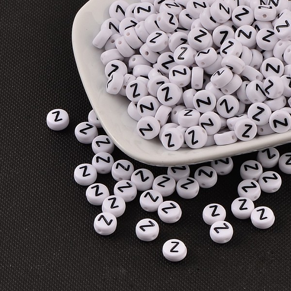 PandaHall Acrylic Beads, with Horizontal Hole, Letter, Flat Round, Letter.Z, 7x4mm, Hole: 1mm, about 3500pcs/500g Acrylic Letter Z White
PandaHall Acrylic Beads, with Horizontal Hole, Letter, Flat Round, Letter.Z, 7x4mm, Hole: 1mm, about 3500pcs/500g Acrylic Letter Z White
