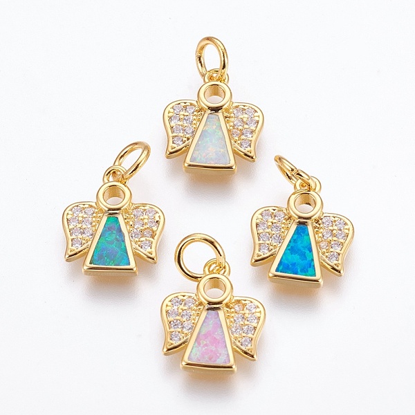 PandaHall Brass Cubic Zirconia Pendants, with Synthetic Opal, Angel, Golden, Mixed Color, 14.5x12x2.5mm, Hole: 4mm Brass+Cubic Zirconia..., Multicolor
PandaHall Brass Cubic Zirconia Pendants, with Synthetic Opal, Angel, Golden, Mixed Color, 14.5x12x2.5mm, Hole: 4mm Brass+Cubic Zirconia..., Multicolor
