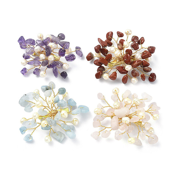 PandaHall Natural Mixed Gemstone Chips & Pearl Beaded Flower Brooch Pin, Golden 304 Stainless Steel Wire Wrap Lapel Pin for Women...
PandaHall Natural Mixed Gemstone Chips & Pearl Beaded Flower Brooch Pin, Golden 304 Stainless Steel Wire Wrap Lapel Pin for Women...