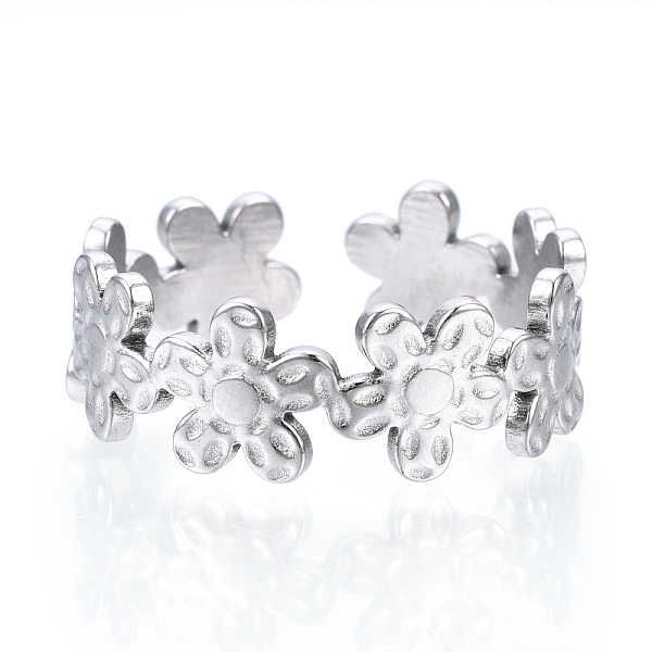 PandaHall 304 Stainless Steel Flower Open Cuff Ring for Women, Stainless Steel Color, US Size 6 3/4(17.1mm) 304 Stainless Steel
PandaHall 304 Stainless Steel Flower Open Cuff Ring for Women, Stainless Steel Color, US Size 6 3/4(17.1mm) 304 Stainless Steel