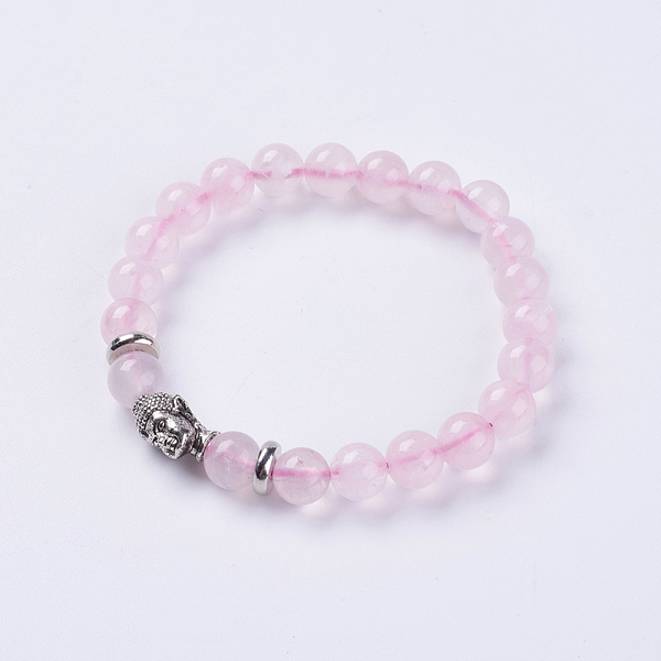 PandaHall Natural Rose Quartz Beads Stretch Bracelets, with Alloy Finding, Buddha's Head, 2-1/8 inch(55mm) Rose Quartz
PandaHall Natural Rose Quartz Beads Stretch Bracelets, with Alloy Finding, Buddha's Head, 2-1/8 inch(55mm) Rose Quartz