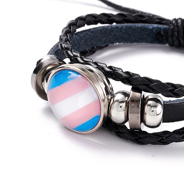 PandaHall PU Leather Braided Cord Multi-strand Bracelet, Flat Round with Stripe Pattern Alloy Links and Beads Bracelet for Men Women..., Pink
PandaHall PU Leather Braided Cord Multi-strand Bracelet, Flat Round with Stripe Pattern Alloy Links and Beads Bracelet for Men Women..., Pink