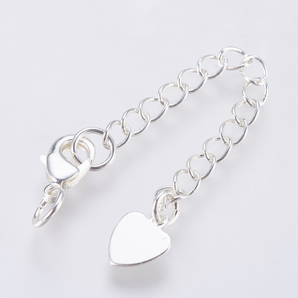 PandaHall Brass Chain Extender, with Lobster Claw Clasps and Heart Charm, Silver Color Plated, 68x3mm, Hole: 3mm, Charm: 8x6.5x0.5mm, Clasp...
PandaHall Brass Chain Extender, with Lobster Claw Clasps and Heart Charm, Silver Color Plated, 68x3mm, Hole: 3mm, Charm: 8x6.5x0.5mm, Clasp...