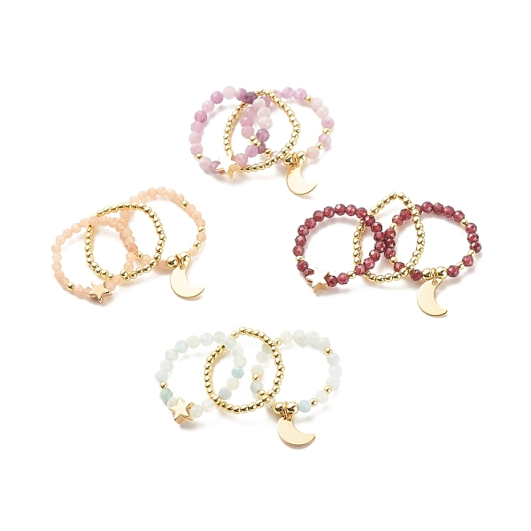 PandaHall 3Pcs 3 Style Natural Gemstone & Synthetic Hematite Stretch Rings Set, Moon and Brass Star Charm Rings for Women, Golden, US Size...
PandaHall 3Pcs 3 Style Natural Gemstone & Synthetic Hematite Stretch Rings Set, Moon and Brass Star Charm Rings for Women, Golden, US Size...