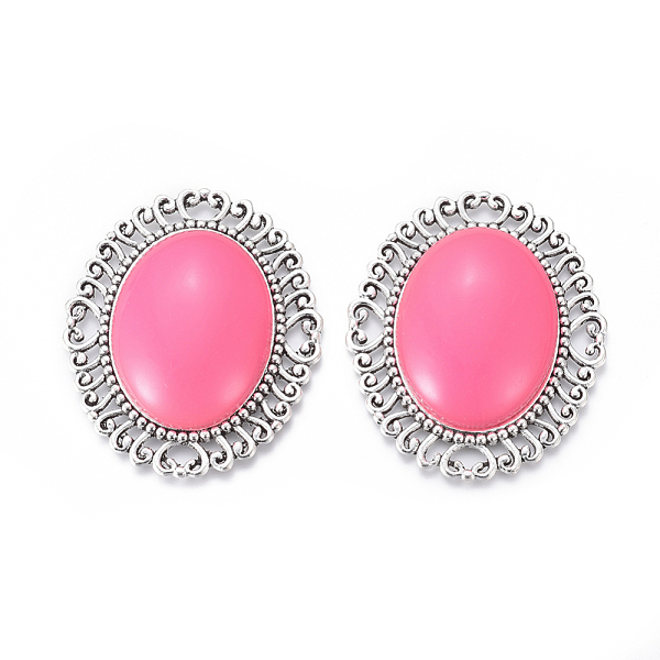 PandaHall Resin Cabochons, with Tibetan Style Antique Silver Plated Alloy Findings, Oval, Hot Pink, 56x47x10mm Resin Oval Pink
PandaHall Resin Cabochons, with Tibetan Style Antique Silver Plated Alloy Findings, Oval, Hot Pink, 56x47x10mm Resin Oval Pink
