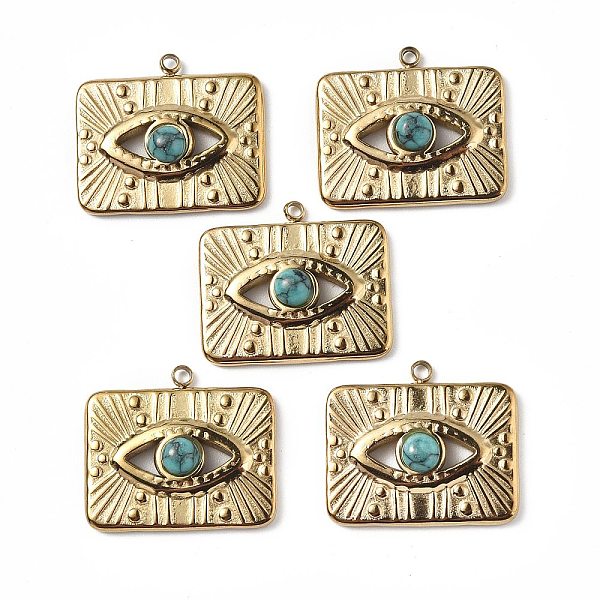 PandaHall Vacuum Plating 201 Stainless Steel Natural Turquoise Pendants, Real 18K Gold Plated, Rectangle with Eye Charms, 17.5x20.5x4mm...
PandaHall Vacuum Plating 201 Stainless Steel Natural Turquoise Pendants, Real 18K Gold Plated, Rectangle with Eye Charms, 17.5x20.5x4mm...