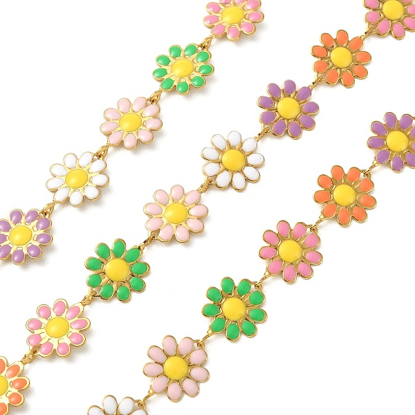 PandaHall 304 Stainless Steel Daisy Flower Link Chains with Enamel, Unwelded, with Spool, Golden, Colorful, 14x10x1mm, about 3.28 Feet...
PandaHall 304 Stainless Steel Daisy Flower Link Chains with Enamel, Unwelded, with Spool, Golden, Colorful, 14x10x1mm, about 3.28 Feet...