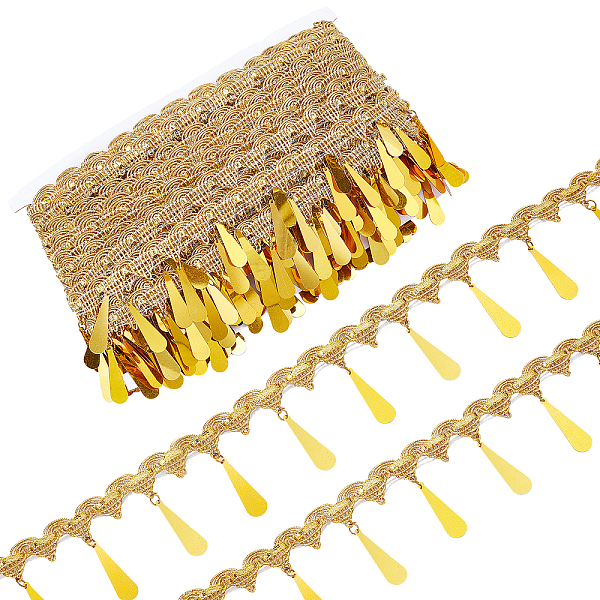 PandaHall Ethnic Style Sparkle Polyester Ribbon, with Teardrop Sequins, for Sewing and Bridal Wedding Decoration, Goldenrod, 2-1/8 inch..., Gold
PandaHall Ethnic Style Sparkle Polyester Ribbon, with Teardrop Sequins, for Sewing and Bridal Wedding Decoration, Goldenrod, 2-1/8 inch..., Gold