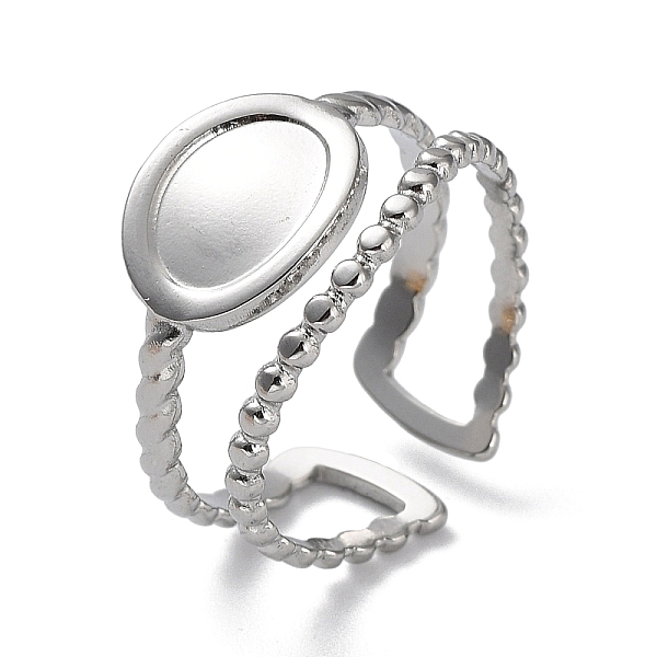 PandaHall 304 Stainless Steel Open Cuff Ring Components, Bezel Cup Ring Settings, Oval, Stainless Steel Color, Inner Diameter: 17mm, Tray...
PandaHall 304 Stainless Steel Open Cuff Ring Components, Bezel Cup Ring Settings, Oval, Stainless Steel Color, Inner Diameter: 17mm, Tray...