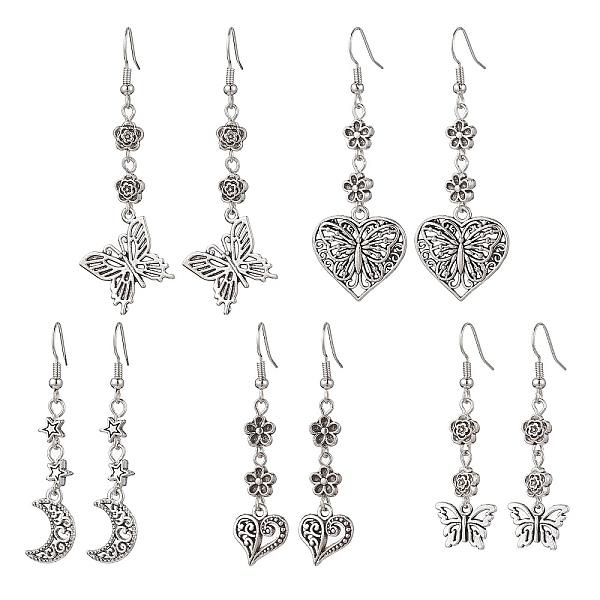 PandaHall Tibetan Style Alloy Dangle Earrings for Women, Mixed Shape, Antique Silver, 54.5~63x13.5~22mm Alloy Mixed Shapes
PandaHall Tibetan Style Alloy Dangle Earrings for Women, Mixed Shape, Antique Silver, 54.5~63x13.5~22mm Alloy Mixed Shapes