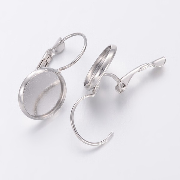 PandaHall Brass Leverback Earring Findings, Nickel Free, Platinum, about 13~14mm wide, 25~27mm long, fit for 12mm Cabochons Brass
PandaHall Brass Leverback Earring Findings, Nickel Free, Platinum, about 13~14mm wide, 25~27mm long, fit for 12mm Cabochons Brass