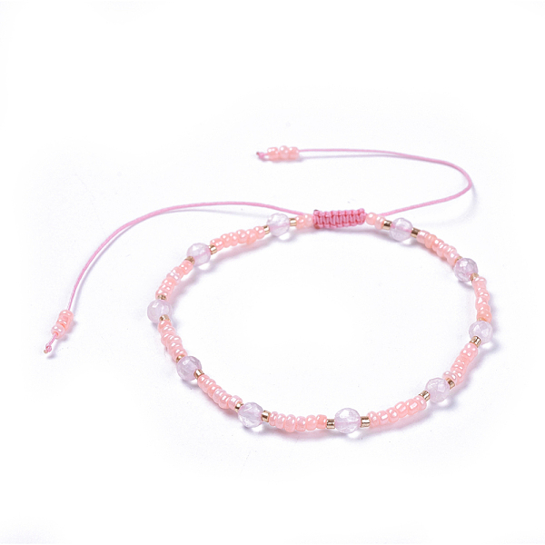 PandaHall Adjustable Nylon Thread Braided Beaded Bracelets, with Glass Seed Beads and Faceted Natural Rose Quartz Round Beads, 2-1/8 inch..., Pink
PandaHall Adjustable Nylon Thread Braided Beaded Bracelets, with Glass Seed Beads and Faceted Natural Rose Quartz Round Beads, 2-1/8 inch..., Pink