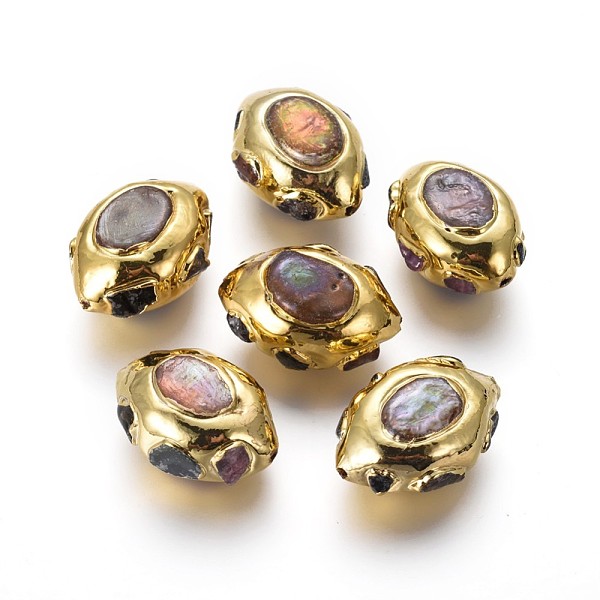 PandaHall Natural Cultured Freshwater Pearl Beads, Dyed, with Brass Findings, Horse Eye, DarkSlate Blue, Golden, 27~29x19~21x13~16mm, Hole...
PandaHall Natural Cultured Freshwater Pearl Beads, Dyed, with Brass Findings, Horse Eye, DarkSlate Blue, Golden, 27~29x19~21x13~16mm, Hole...