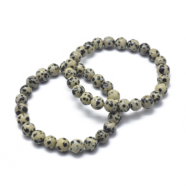 PandaHall Natural Dalmatian Jasper Bead Stretch Bracelets, Round, 2-1/8 inch~2-3/8 inch(5.5~6cm), Bead: 8mm Dalmatian Jasper
PandaHall Natural Dalmatian Jasper Bead Stretch Bracelets, Round, 2-1/8 inch~2-3/8 inch(5.5~6cm), Bead: 8mm Dalmatian Jasper