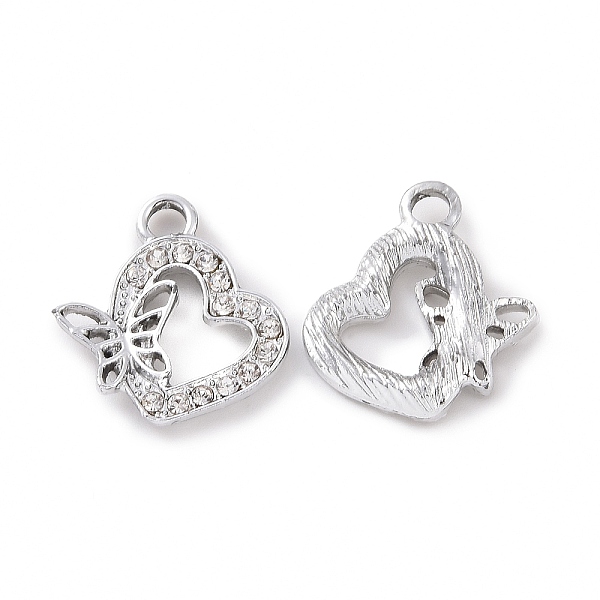 PandaHall Alloy Crystal Rhinestone Pendants, Heart with Butterfly Charms, Platinum, 19x17.5x3mm, Hole: 2.6mm Alloy+Rhinestone Heart Clear
PandaHall Alloy Crystal Rhinestone Pendants, Heart with Butterfly Charms, Platinum, 19x17.5x3mm, Hole: 2.6mm Alloy+Rhinestone Heart Clear