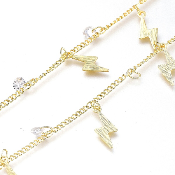 PandaHall Brass Curb Chains, with Cubic Zirconia and Lightning Charms, Soldered, Long-Lasting Plated, with Spool, Golden, Link: 2x1.5x0.3mm...
PandaHall Brass Curb Chains, with Cubic Zirconia and Lightning Charms, Soldered, Long-Lasting Plated, with Spool, Golden, Link: 2x1.5x0.3mm...