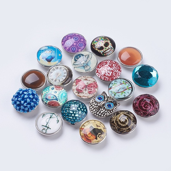 PandaHall Brass Jewelry Snap Buttons, with Glass/Resin Cabochons, Mixed Color, 21x18x8~10mm Brass Mixed Shapes Multicolor
PandaHall Brass Jewelry Snap Buttons, with Glass/Resin Cabochons, Mixed Color, 21x18x8~10mm Brass Mixed Shapes Multicolor