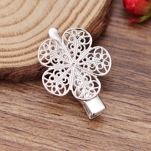 PandaHall Iron Alligator Hair Clip Findings, with Brass Filigree Flower Cabochon Bezel Settings, Silver, 35x25.5x9mm Brass
PandaHall Iron Alligator Hair Clip Findings, with Brass Filigree Flower Cabochon Bezel Settings, Silver, 35x25.5x9mm Brass