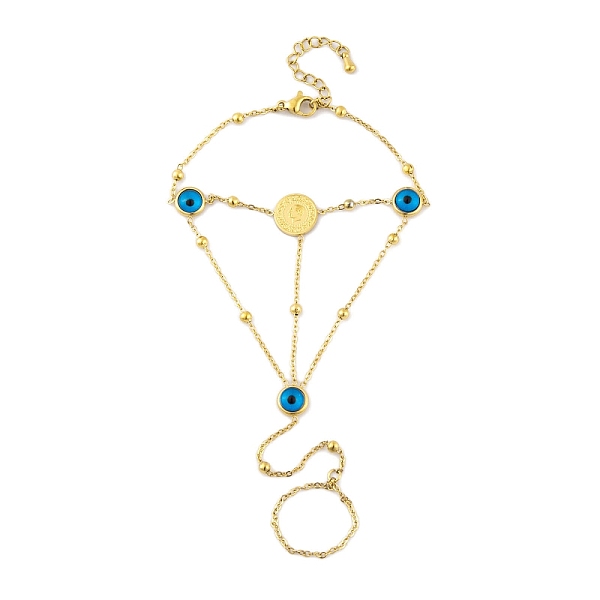PandaHall Ion Plating(IP) 304 Stainless Steel Ring Bracelets, Evil Eye Resin Link Chain Bracelets with Cable Chain Rings for Women, Golden...
PandaHall Ion Plating(IP) 304 Stainless Steel Ring Bracelets, Evil Eye Resin Link Chain Bracelets with Cable Chain Rings for Women, Golden...