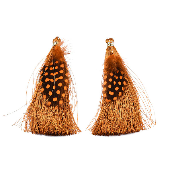 PandaHall Polyester Tassel Big Pendant Decorations, with Feather and Iron Findings, Goldenrod, 96~100x7mm, Hole: 5mm Polyester Gold
PandaHall Polyester Tassel Big Pendant Decorations, with Feather and Iron Findings, Goldenrod, 96~100x7mm, Hole: 5mm Polyester Gold