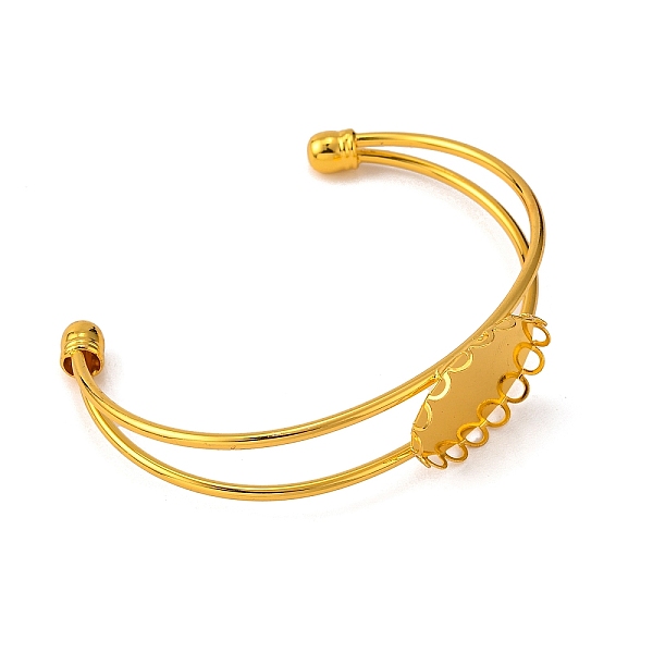 PandaHall Brass Cuff Bangle Making, Blank Bangle Base, with Oval Tray, Golden, 62mm, Tray: 18x25mm Brass
PandaHall Brass Cuff Bangle Making, Blank Bangle Base, with Oval Tray, Golden, 62mm, Tray: 18x25mm Brass