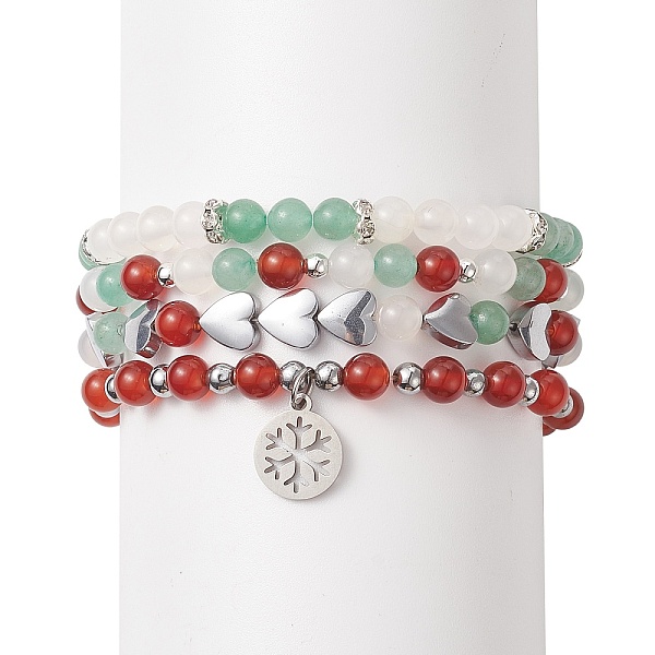 PandaHall Natural Carnelian(Dyed & Heated) & Green Aventurine & White Agate Beaded Stretch Bracelet Set, with Synthetic Hematite Heart Beads...
PandaHall Natural Carnelian(Dyed & Heated) & Green Aventurine & White Agate Beaded Stretch Bracelet Set, with Synthetic Hematite Heart Beads...