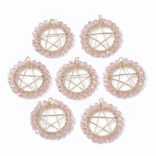 PandaHall Glass Pendants, Wire Wrapped Pendants, with Real 18K Gold Plated Brass Wires and Linking Rings, Nickel Free, Star, Pink...
PandaHall Glass Pendants, Wire Wrapped Pendants, with Real 18K Gold Plated Brass Wires and Linking Rings, Nickel Free, Star, Pink...