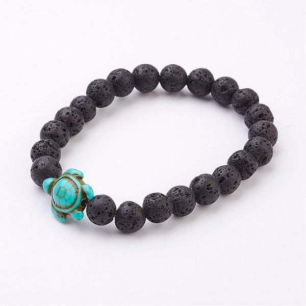 PandaHall Lava Rock Beaded Stretch Bracelets, with Synthetic Turquoise(Dyed) Tortoise Bead, 2-1/8 inch(54mm) Lava Rock
PandaHall Lava Rock Beaded Stretch Bracelets, with Synthetic Turquoise(Dyed) Tortoise Bead, 2-1/8 inch(54mm) Lava Rock
