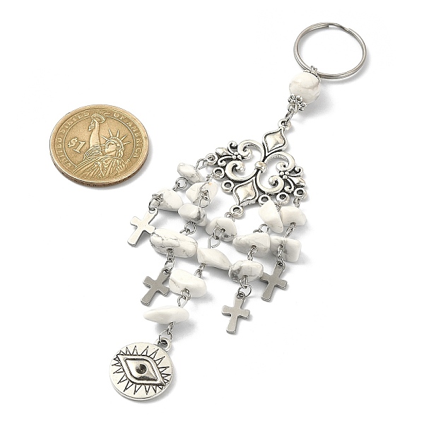 PandaHall Flat Round with Eye Alloy Pendant Keychains, with Natural Howlite Chip Beads and Cross Charms, for Women Bag Car Key Pendant...
PandaHall Flat Round with Eye Alloy Pendant Keychains, with Natural Howlite Chip Beads and Cross Charms, for Women Bag Car Key Pendant...