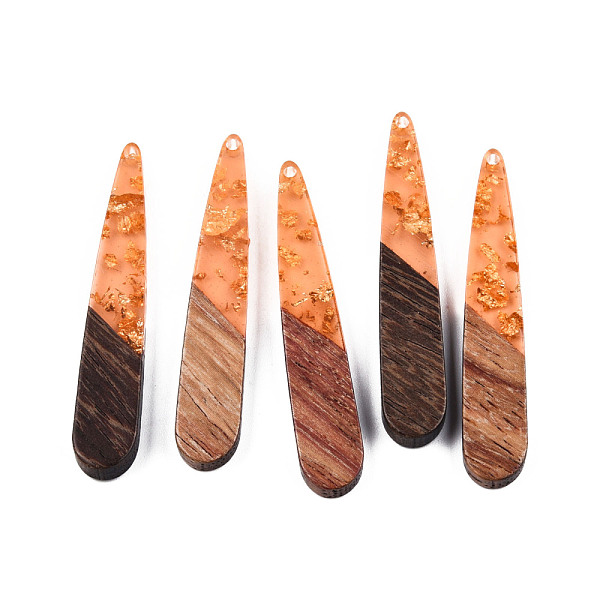 PandaHall Transparent Resin & Walnut Wood Pendants, with Gold Foil, Teardrop, Light Salmon, 44x7.5x3mm, Hole: 1.5mm Resin+Wood Teardrop Red
PandaHall Transparent Resin & Walnut Wood Pendants, with Gold Foil, Teardrop, Light Salmon, 44x7.5x3mm, Hole: 1.5mm Resin+Wood Teardrop Red