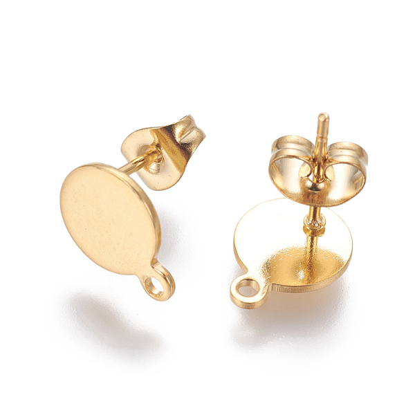 PandaHall 304 Stainless Steel Stud Earring Findings, with Loop and Flat Plate, Flat Round, Real 24K Gold Plated, 10.5x8x1mm, Hole: 1.2mm 304...
PandaHall 304 Stainless Steel Stud Earring Findings, with Loop and Flat Plate, Flat Round, Real 24K Gold Plated, 10.5x8x1mm, Hole: 1.2mm 304...