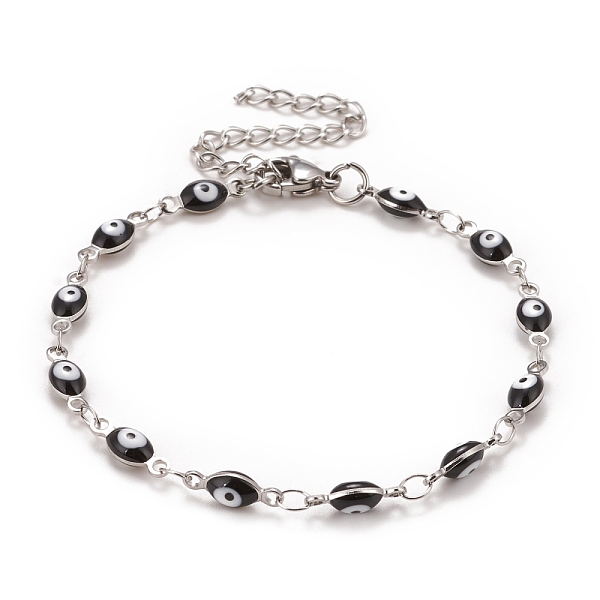 PandaHall Enamel Horse Eye Link Chains Bracelet, 304 Stainless Steel Jewelry for Women, Stainless Steel Color, Black, 6-3/4 inch(17.1cm) 304...
PandaHall Enamel Horse Eye Link Chains Bracelet, 304 Stainless Steel Jewelry for Women, Stainless Steel Color, Black, 6-3/4 inch(17.1cm) 304...